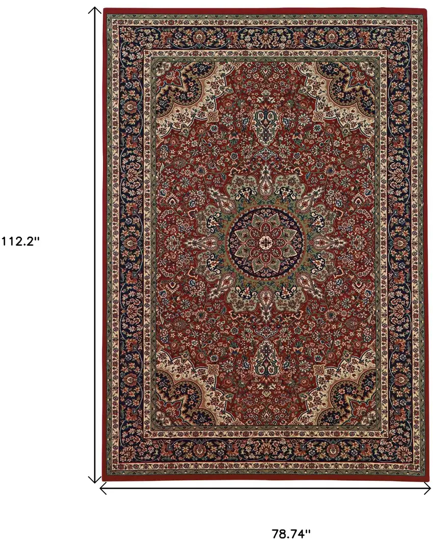 Red And Blue Oriental Area Rug Photo 3