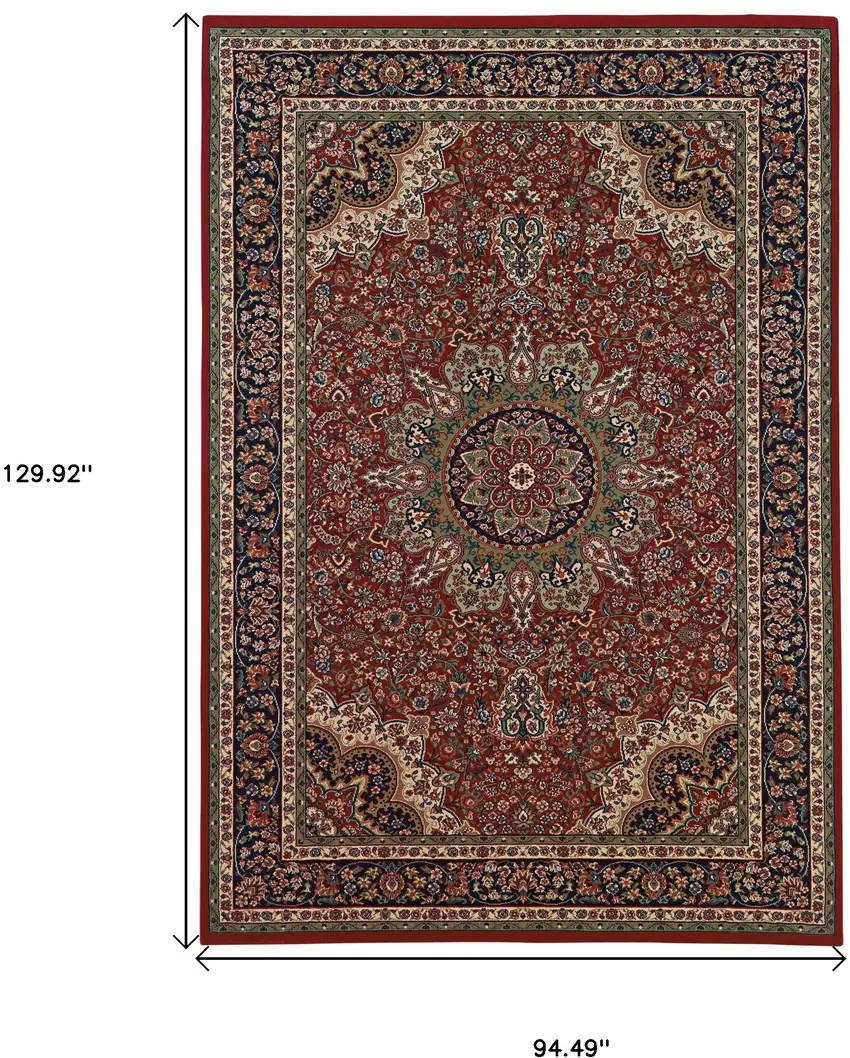 Red And Blue Oriental Area Rug Photo 3