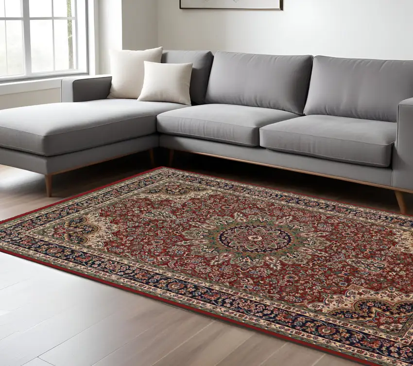 Red And Blue Oriental Area Rug Photo 1
