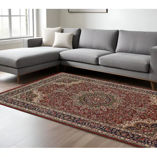 Red And Blue Oriental Area Rug Photo 1
