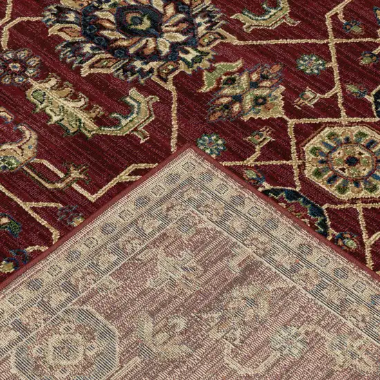 Red And Blue Oriental Power Loom Stain Resistant Area Rug Photo 5