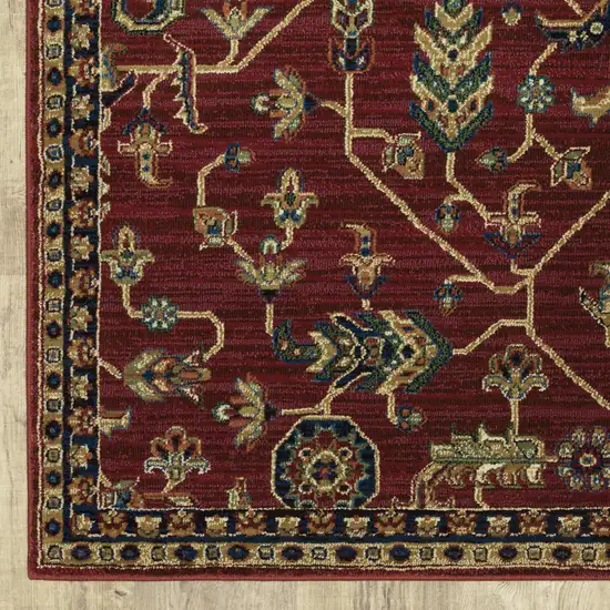Red And Blue Oriental Power Loom Stain Resistant Area Rug Photo 2