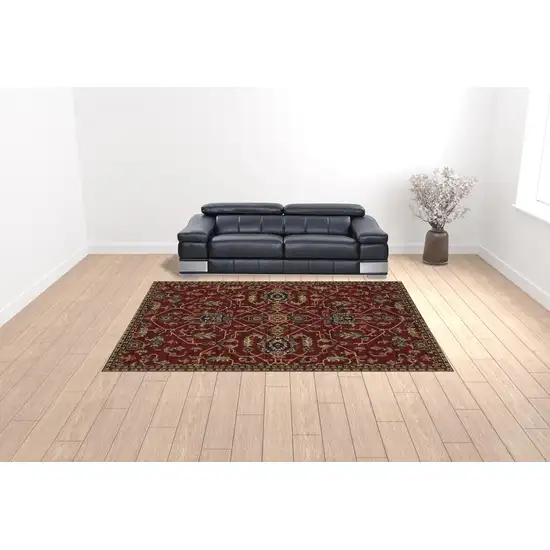 Red And Blue Oriental Power Loom Stain Resistant Area Rug Photo 3