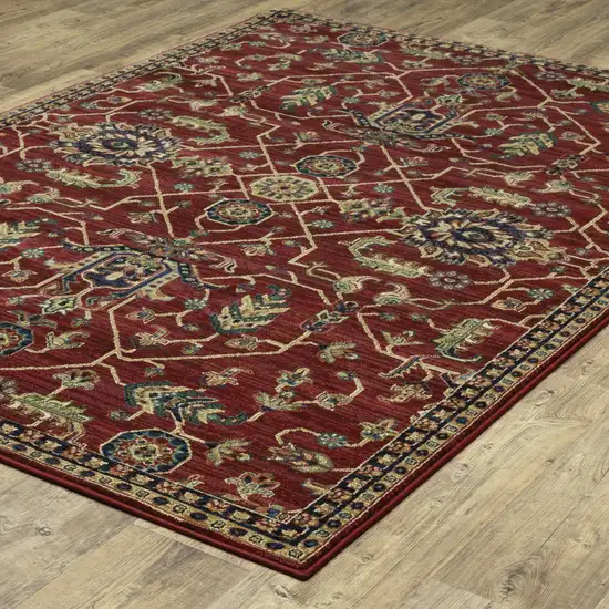 Red And Blue Oriental Power Loom Stain Resistant Area Rug Photo 8