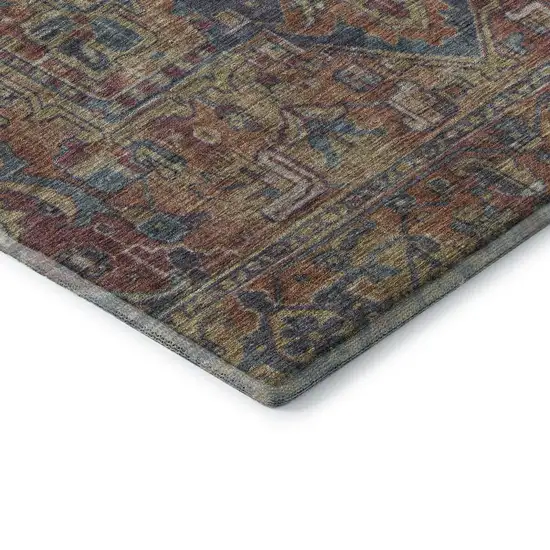 Red And Blue Medallion Distressed Washable Area Rug With UV Protection Photo 6