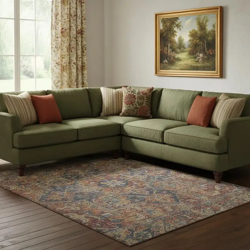 Red And Blue Oriental Washable Area Rug With UV Protection Photo 1