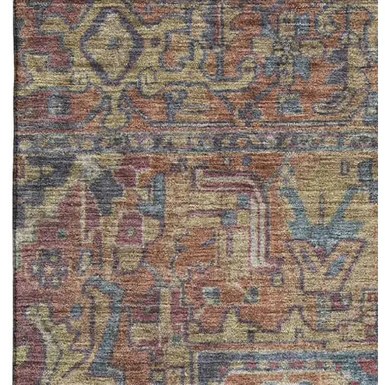 Red And Blue Oriental Washable Area Rug With UV Protection Photo 3