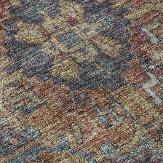 Red And Blue Medallion Distressed Washable Area Rug With UV Protection Photo 9