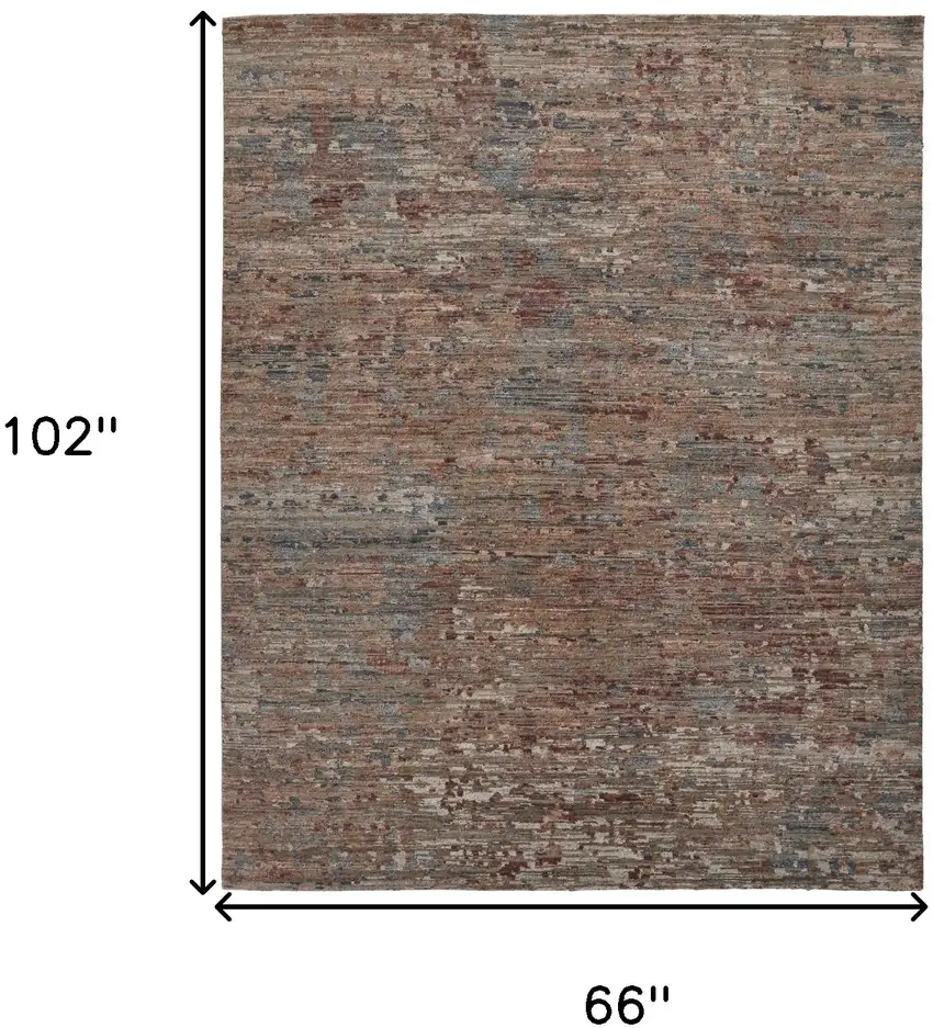 Red And Blue Wool Abstract Hand Knotted Area Rug Photo 10