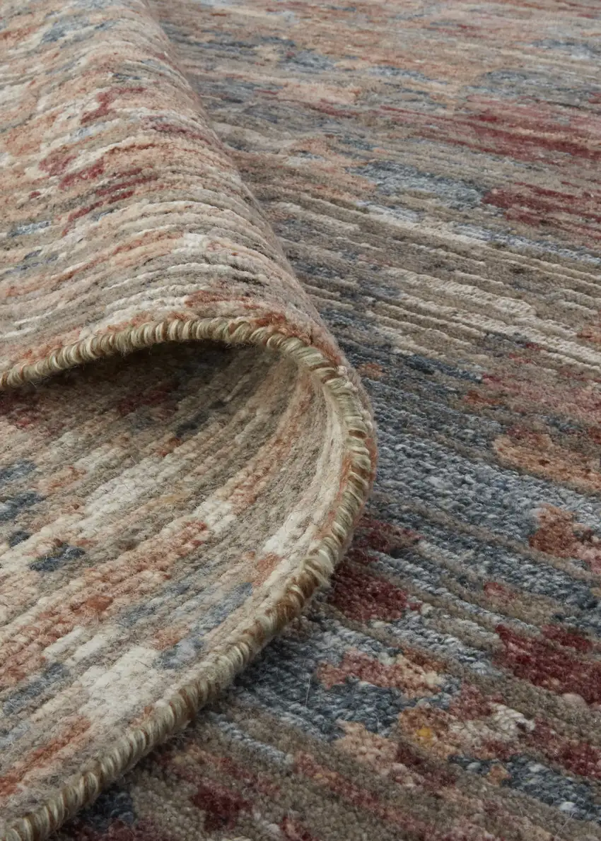 Red And Blue Wool Abstract Hand Knotted Area Rug Photo 9