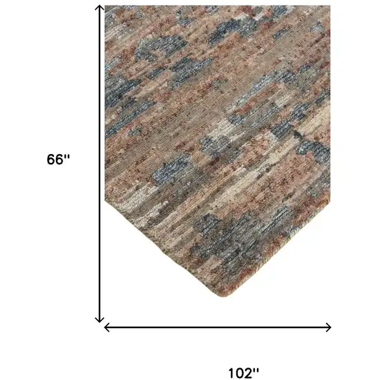 Red And Blue Wool Abstract Hand Knotted Area Rug Photo 9