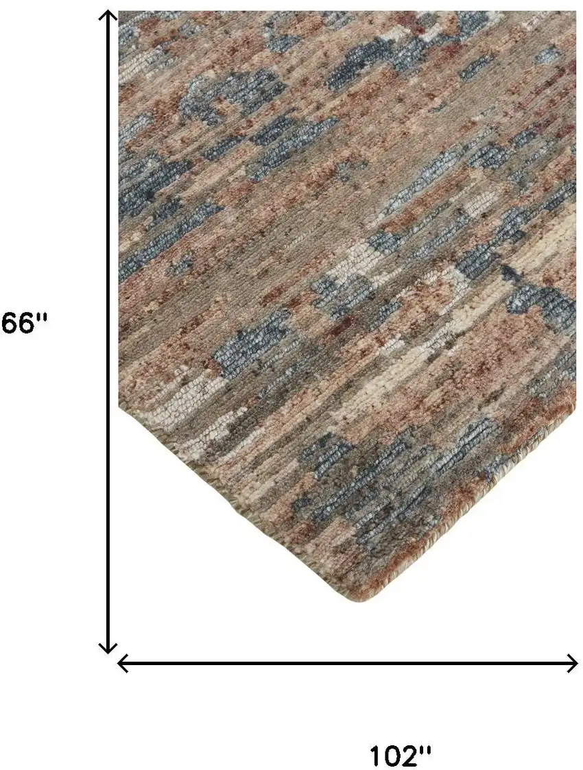 Red And Blue Wool Abstract Hand Knotted Area Rug Photo 9