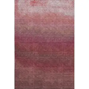 Photo of Red And Blush Ombre Washable Area Rug With UV Protection