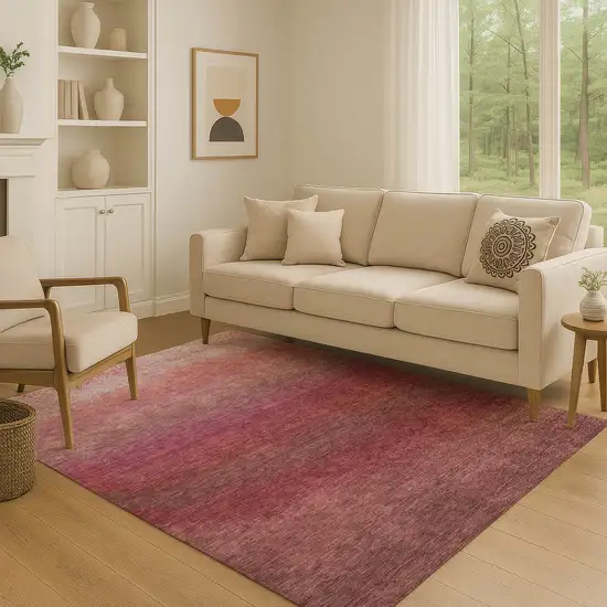 Red And Blush Ombre Washable Area Rug With UV Protection Photo 4