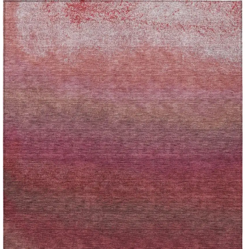 Red And Blush Ombre Washable Indoor Outdoor Area Rug Photo 3