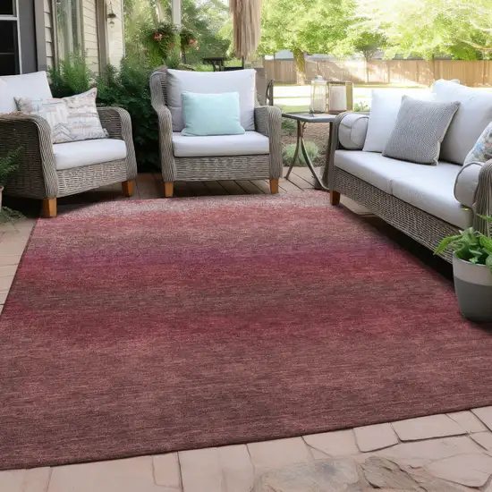 Red And Blush Ombre Washable Indoor Outdoor Area Rug Photo 6