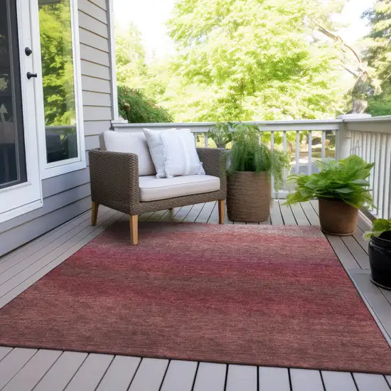 Red And Blush Ombre Washable Indoor Outdoor Area Rug Photo 9