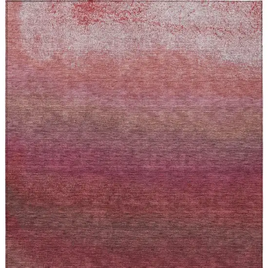 Red And Blush Ombre Washable Indoor Outdoor Area Rug Photo 4