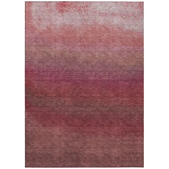 Red And Blush Ombre Washable Indoor Outdoor Area Rug Photo 1