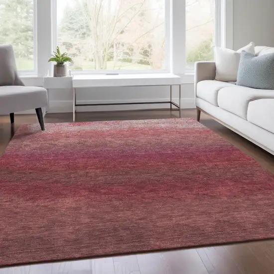 Red And Blush Ombre Washable Indoor Outdoor Area Rug Photo 7