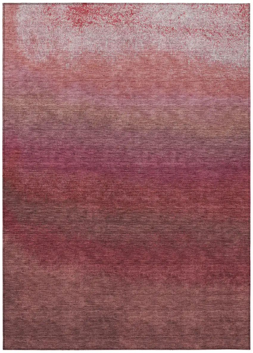 Red And Blush Ombre Washable Indoor Outdoor Area Rug Photo 1