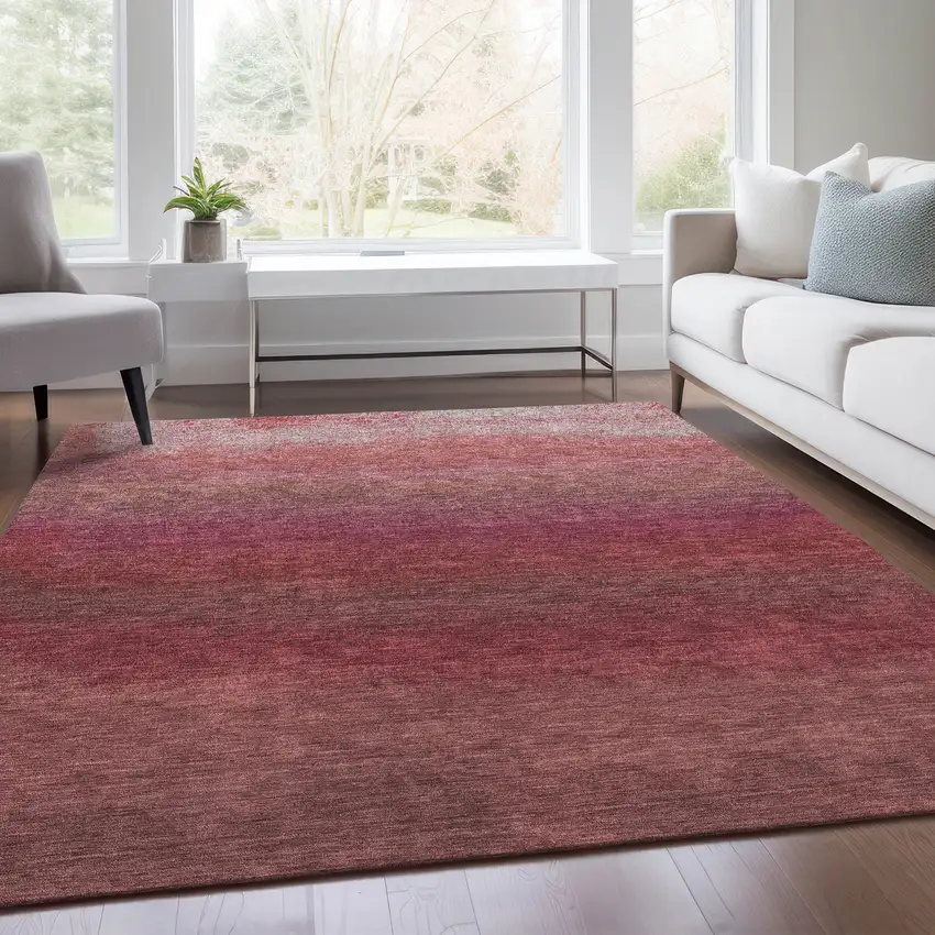 Red And Blush Ombre Washable Indoor Outdoor Area Rug Photo 8