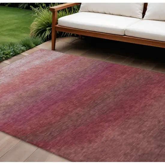 Red And Blush Ombre Washable Indoor Outdoor Area Rug Photo 2