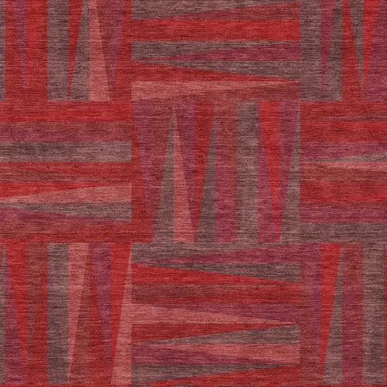 Red And Brown Geometric Washable Indoor Outdoor Area Rug Photo 5