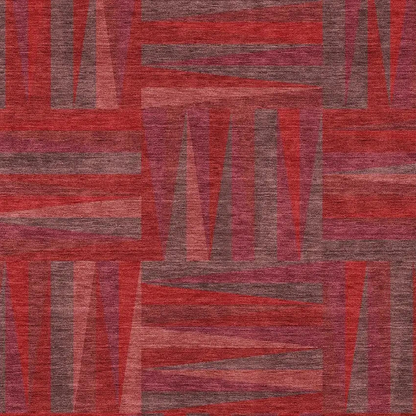 Red And Brown Geometric Washable Indoor Outdoor Area Rug Photo 5
