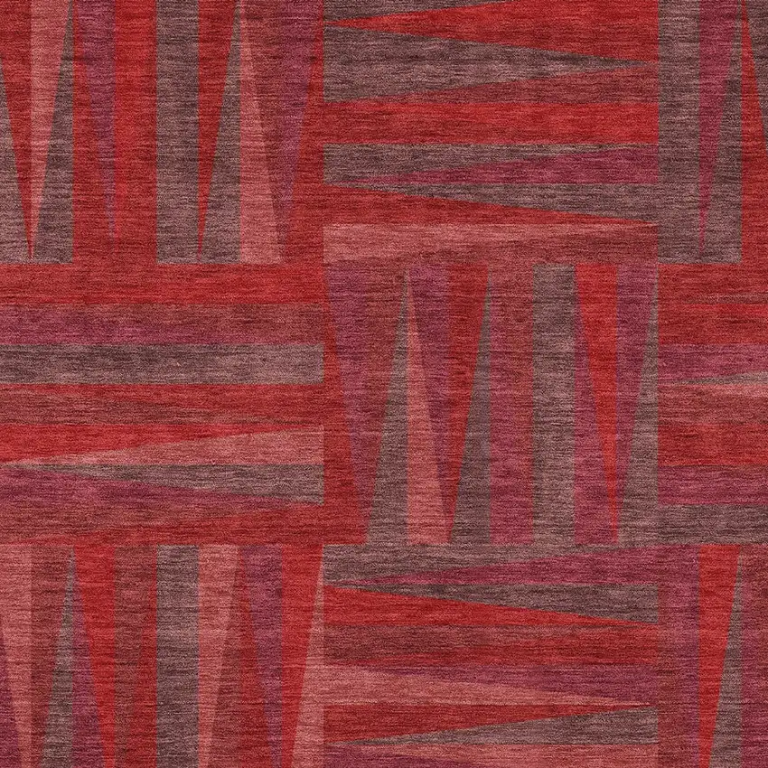 Red And Brown Geometric Washable Indoor Outdoor Area Rug Photo 5