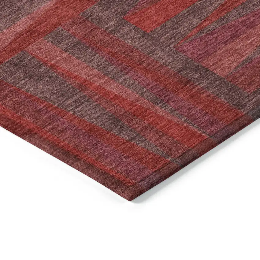 Red And Brown Geometric Washable Indoor Outdoor Area Rug Photo 4