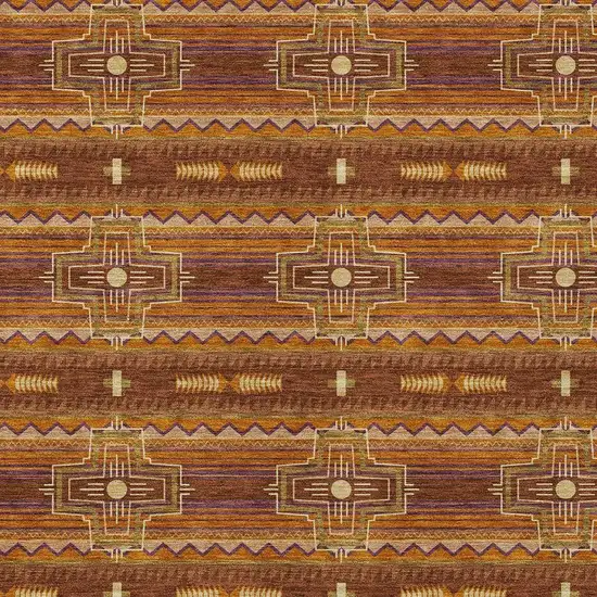 Red And Brown Tribal Washable Indoor Outdoor Area Rug Photo 4