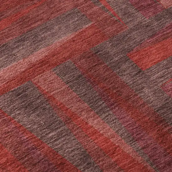 Red And Burgundy Geometric Washable Area Rug With UV Protection Photo 8