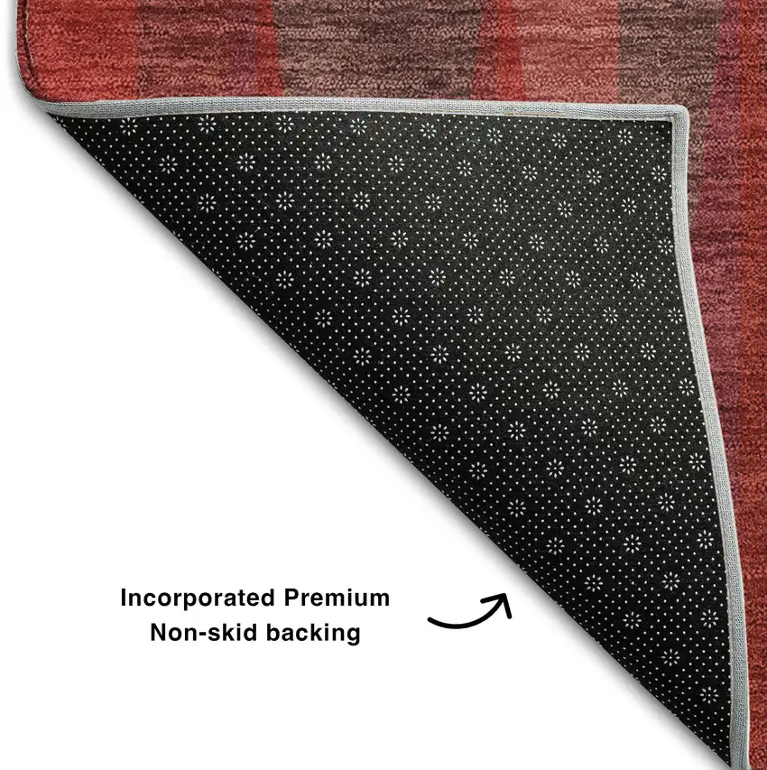 Red And Burgundy Geometric Washable Area Rug With UV Protection Photo 4