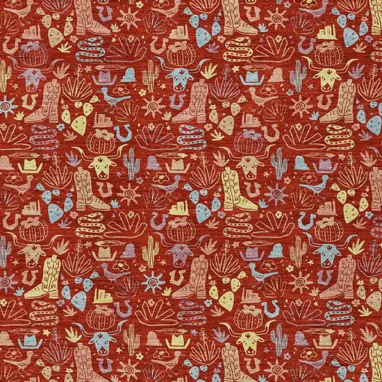 Red And Coral Stars Washable Indoor Outdoor Area Rug Photo 2