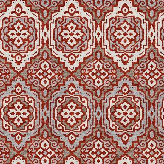 Red And Denim Blue Tribal Washable Indoor Outdoor Area Rug Photo 3