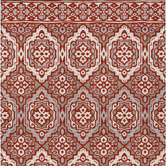 Red And Denim Blue Tribal Washable Indoor Outdoor Area Rug Photo 6