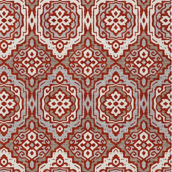 Red And Denim Blue Tribal Washable Indoor Outdoor Area Rug Photo 5