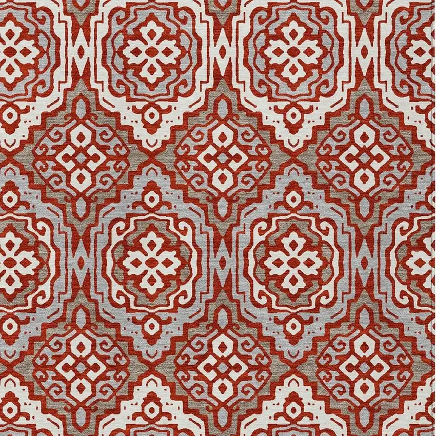 Red And Denim Blue Tribal Washable Indoor Outdoor Area Rug Photo 5