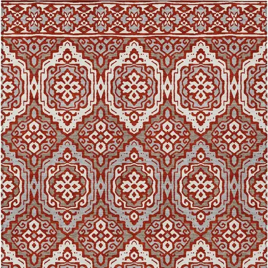Red And Denim Blue Tribal Washable Indoor Outdoor Area Rug Photo 4