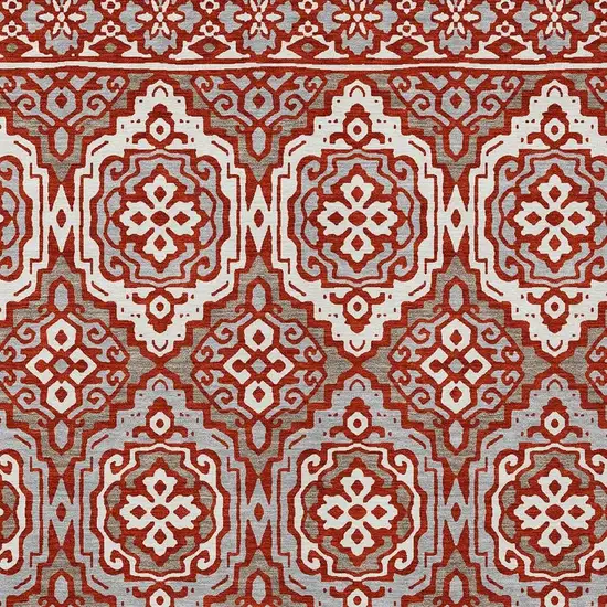 Red And Denim Blue Tribal Washable Indoor Outdoor Area Rug Photo 4