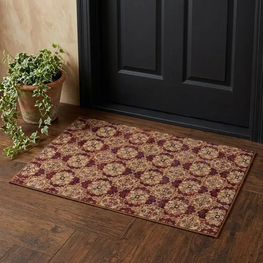 Red And Gold Oriental Area Rug Photo 1