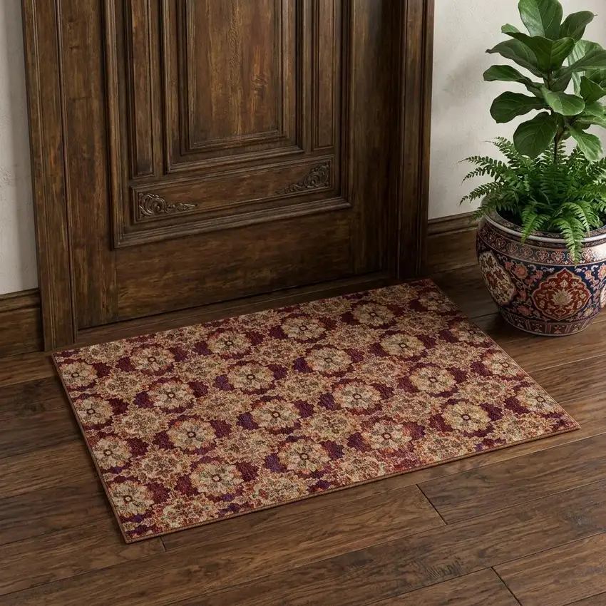 Red And Gold Oriental Area Rug Photo 1