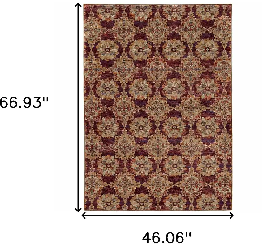 Red And Gold Oriental Area Rug Photo 3