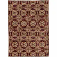 Photo of Red And Gold Oriental Power Loom Stain Resistant Area Rug
