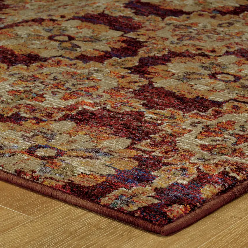 Red and Gold Oriental Power Loom Area Rug Photo 5