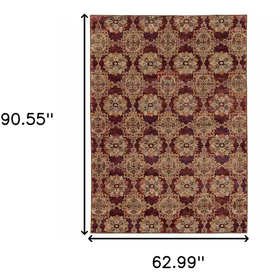 Red and Gold Oriental Power Loom Area Rug Photo 3