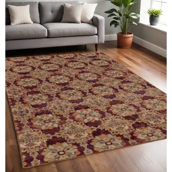 Red and Gold Oriental Power Loom Area Rug Photo 1