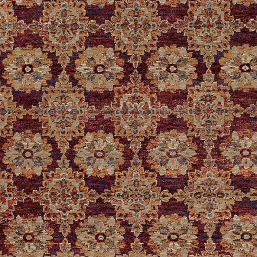 Red and Gold Oriental Power Loom Area Rug Photo 4