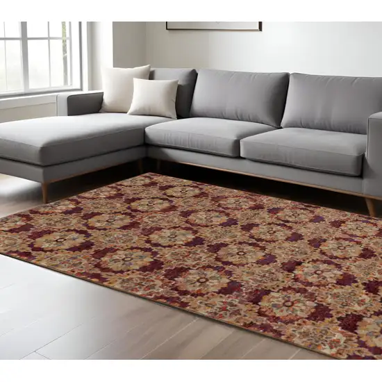 Red and Gold Oriental Power Loom Area Rug Photo 1